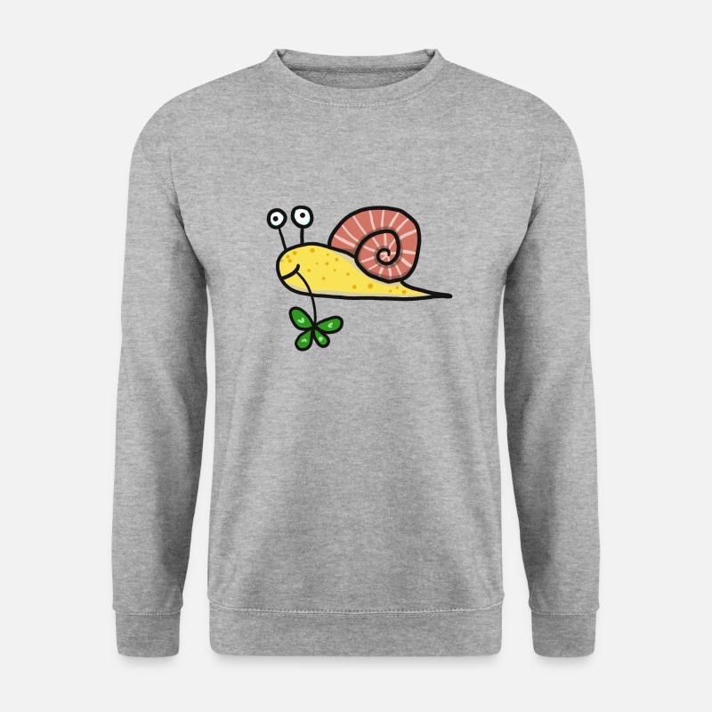 Schnecke mit Glücksklee - Unisex Pullover - Weißgrau meliert