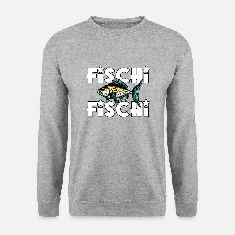 Fischi Fischi mit Fisch - Unisex Pullover - Weißgrau meliert