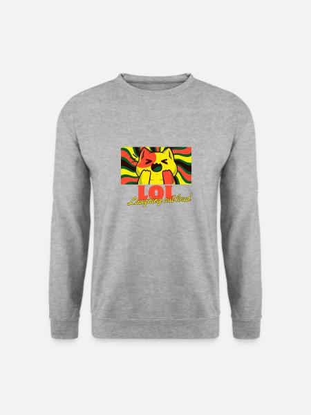 LOL - Laughing out loud - Die katze lacht mit - Unisex Pullover - Weißgrau meliert