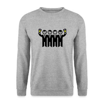 Bräutigam Junggesellenabschied Team - Unisex Pullover - Weißgrau meliert - Vorne - Alina (178cm) & Michal (187cm)