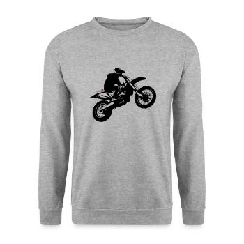 Motocross in der Luft - Unisex Pullover - Weißgrau meliert - Vorne - Alina (178cm) & Michal (187cm)