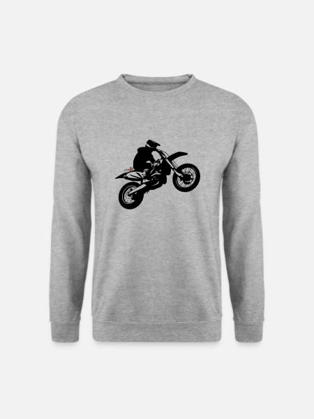 Motocross in der Luft - Unisex Pullover - Weißgrau meliert