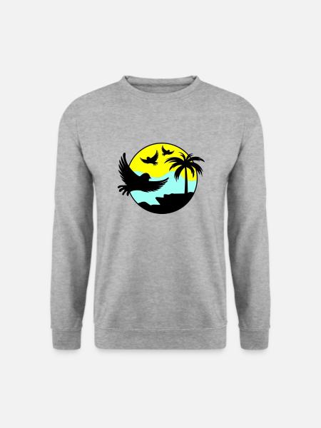 paradise birds 02 - Unisex Pullover - Weißgrau meliert
