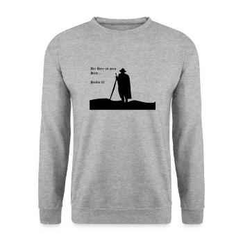 Der Herr ist mein Hirte - Unisex Pullover - Weißgrau meliert - Vorne - Alina (178cm) & Michal (187cm)