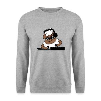 Cool DJ Sheep Sheep Mixer Musique de fête - Sweat-shirt Unisexe - gris chiné - Devant - Alina (178cm) & Michal (187cm)