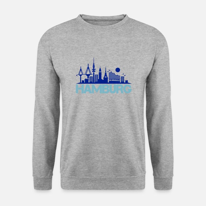hamburg skyline 1 - Unisex Pullover - Weißgrau meliert