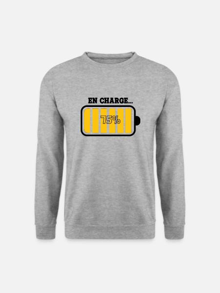 Akku bei 75 % Ladung - Unisex Pullover - Weißgrau meliert