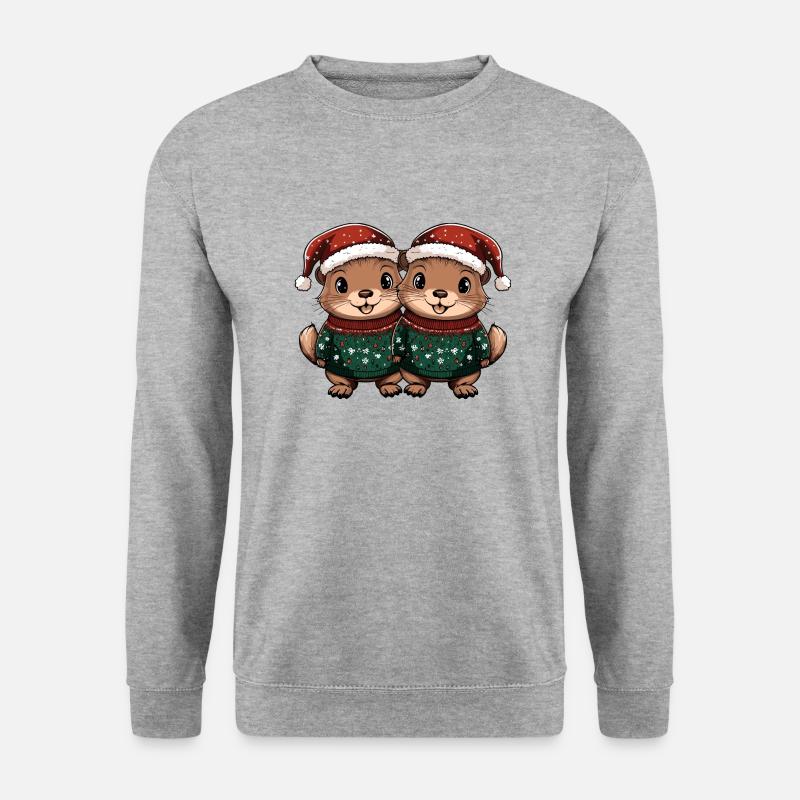 Biber Weihnachten Team - Unisex Pullover - Weißgrau meliert