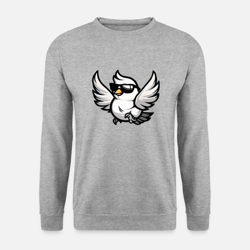 Taube Vogel Comic Cool - Unisex Pullover - Weißgrau meliert