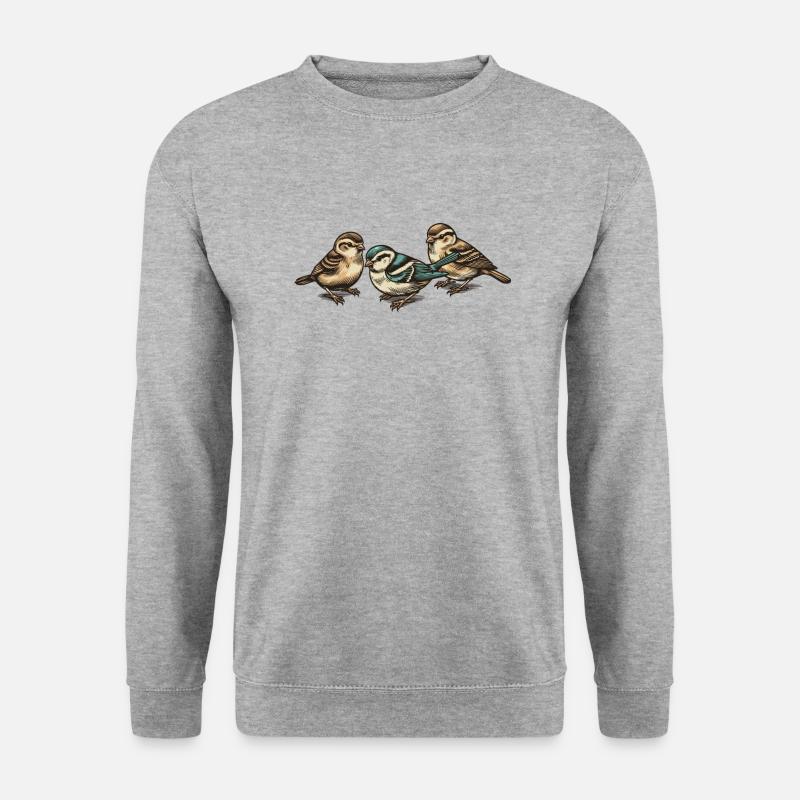 Drei kleine Vögelchen - Unisex Pullover - Weißgrau meliert