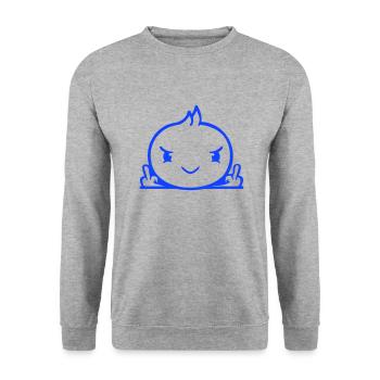 Bird evil middle finger showing bad boy behind fence - Unisex Sweatshirt - salt & pepper - Front - Alina (178cm) & Michal (187cm)