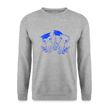 2 Octopus passed two high school graduation college - Unisex Sweatshirt - salt & pepper - Front - Alina (178cm) & Michal (187cm)