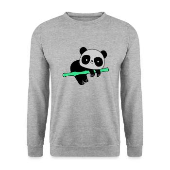 Panda - Sweat-shirt Unisexe - gris chiné - Devant - Alina (178cm) & Michal (187cm)
