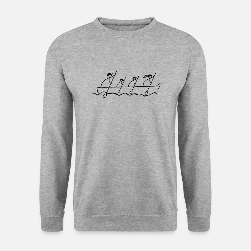 Boat Kanu Rudern Vater, Mutter, zwei Jungs - Unisex Pullover - Weißgrau meliert