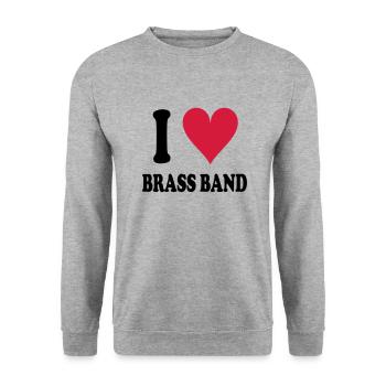 I love Brass Band - Unisex Pullover - Weißgrau meliert - Vorne - Alina (178cm) & Michal (187cm)