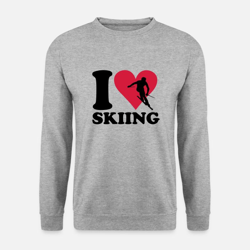 I love Skiing - Ski - Unisex Pullover - Weißgrau meliert