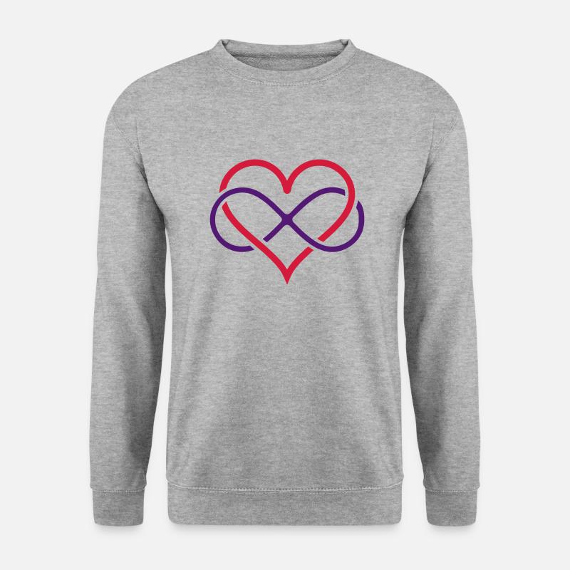 Herz Unendlichkeit Motiv/Designer - Unisex Pullover - Weißgrau meliert
