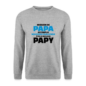 nouveau challenge être le meilleur papy - Sweat-shirt Unisexe - gris chiné - Devant - Alina (178cm) & Michal (187cm)