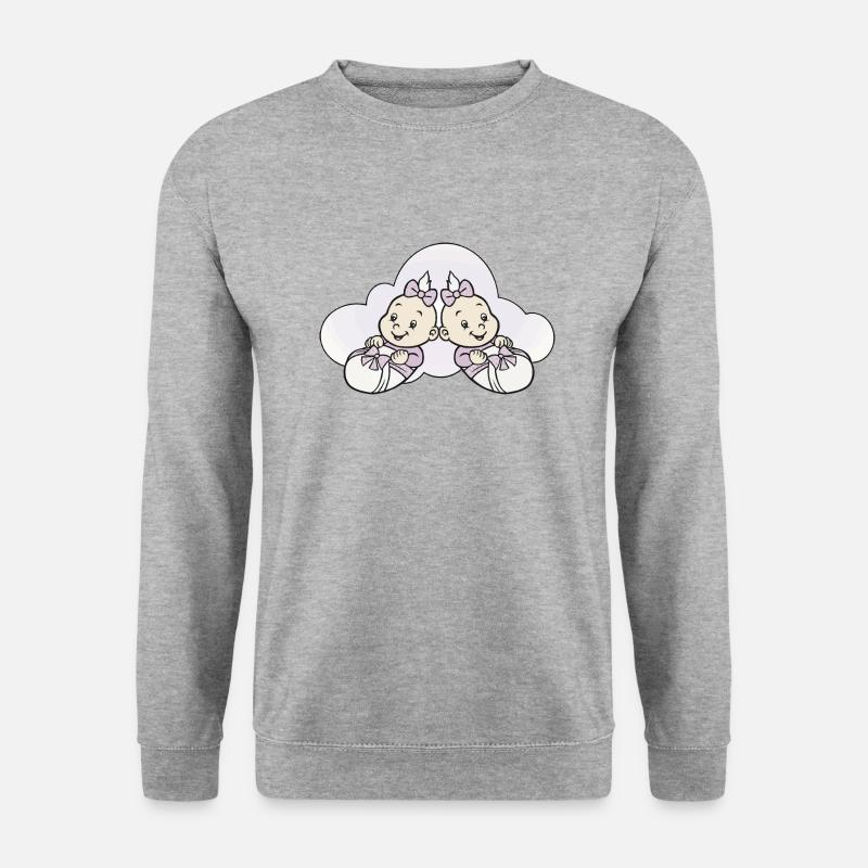 Zwillinge Babys - Unisex Pullover - Weißgrau meliert