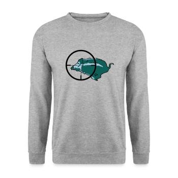 Wildschwein Drückjagd - Unisex Pullover - Weißgrau meliert - Vorne - Alina (178cm) & Michal (187cm)