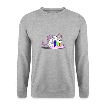 Unicorn, unicorn breaking rainbow - Unisex Sweatshirt - salt & pepper - Front - Alina (178cm) & Michal (187cm)