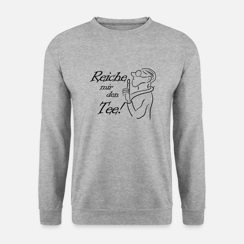 Reiche mir den Tee! Sketch - Unisex Pullover - Weißgrau meliert