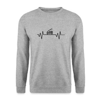 Herzschlag Sushi Reis Fisch Asiatisch Stäbchen Go - Unisex Pullover - Weißgrau meliert - Vorne - Alina (178cm) & Michal (187cm)