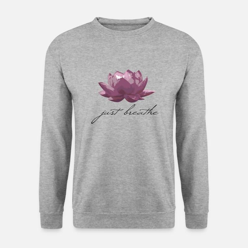 Lotusblume just breathe - Unisex Pullover - Weißgrau meliert