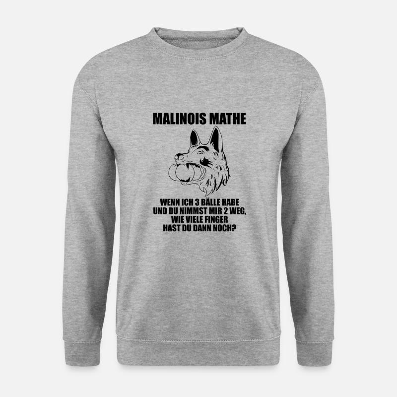 Malinois Mathe Lustiger Spruch Meme Hundessport - Unisex Pullover - Weißgrau meliert