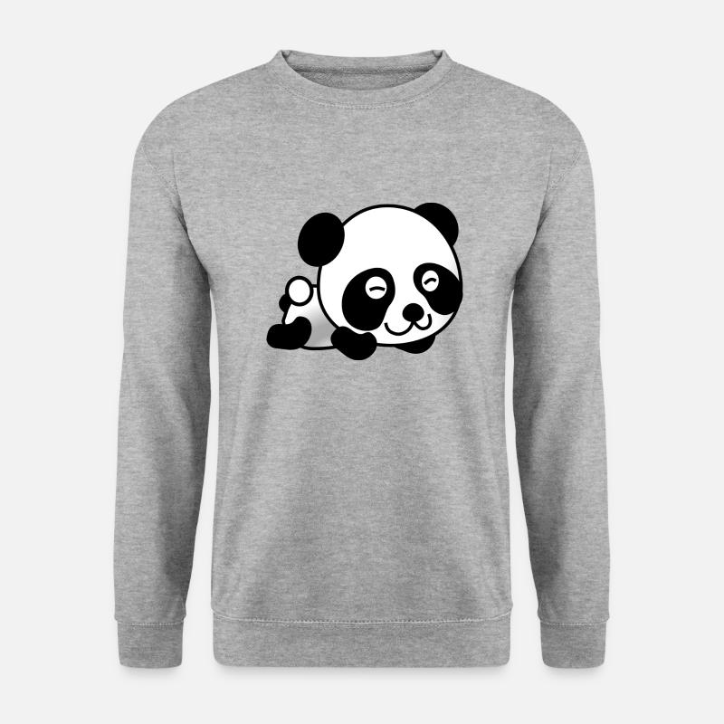 Panda - Unisex Pullover - Weißgrau meliert