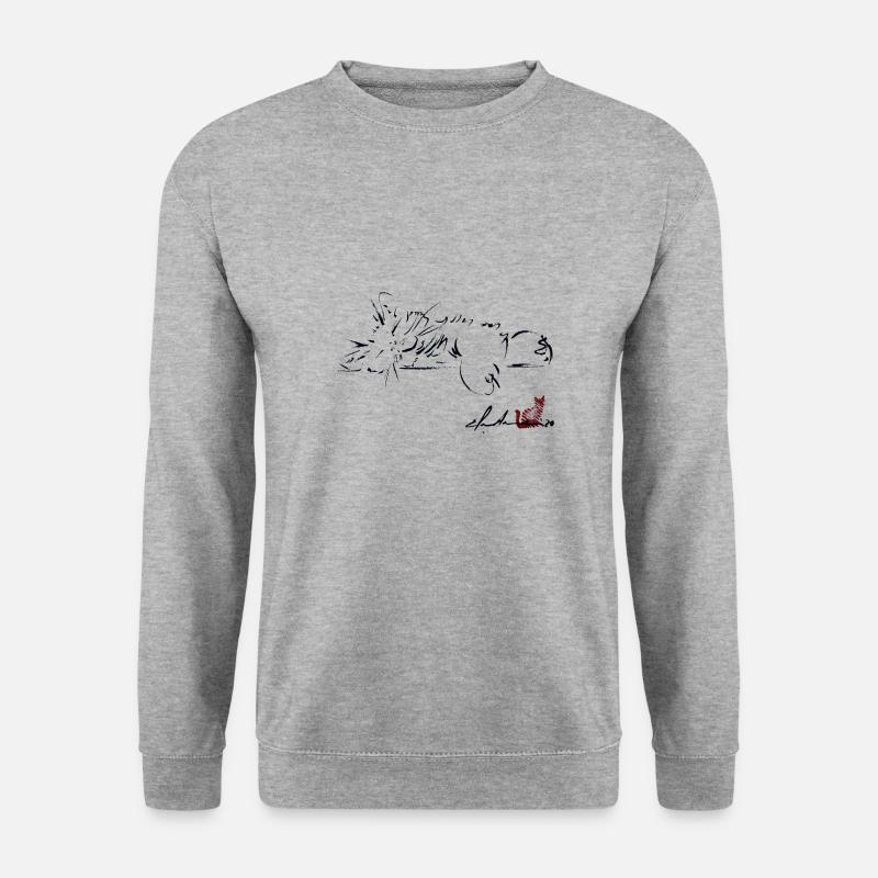 SCHLAFENDE KATZE - Unisex Pullover - Weißgrau meliert