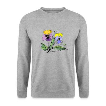 Blumen - Unisex Pullover - Weißgrau meliert - Vorne - Alina (178cm) & Michal (187cm)