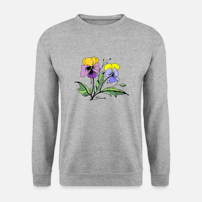Blumen - Unisex Pullover - Weißgrau meliert