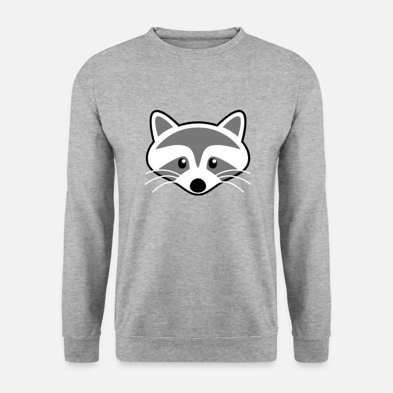 Süßer Waschbär Kopf - Unisex Pullover - Weißgrau meliert