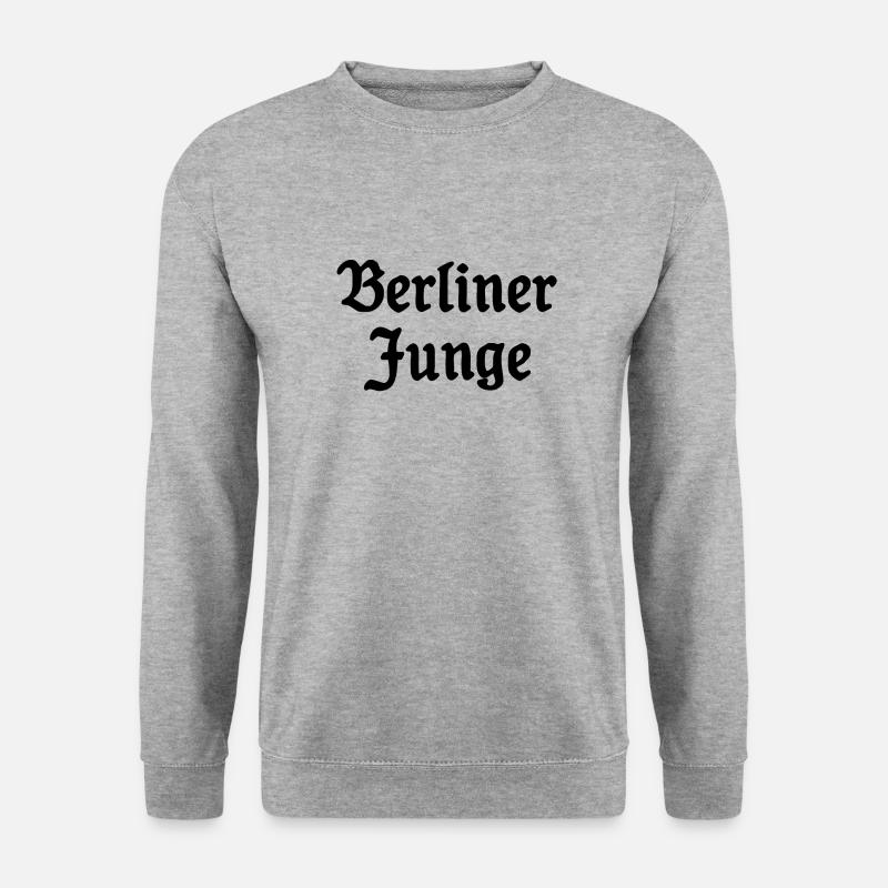 Berliner Junge - Cooler Spruch - Berlin - Unisex Pullover - Weißgrau meliert