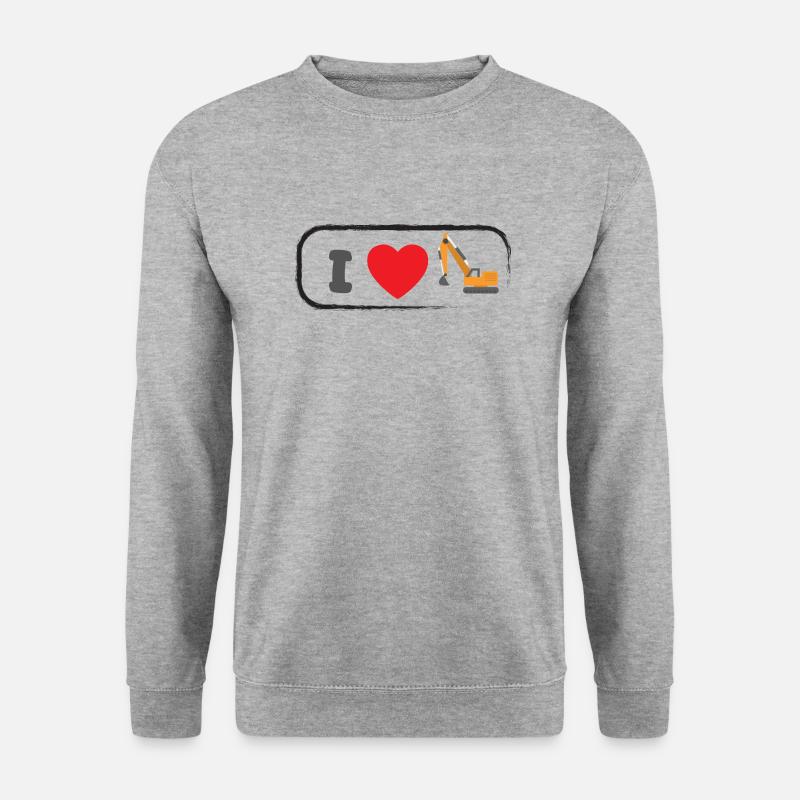 I Love Tractopelle - Unisex Pullover - Weißgrau meliert