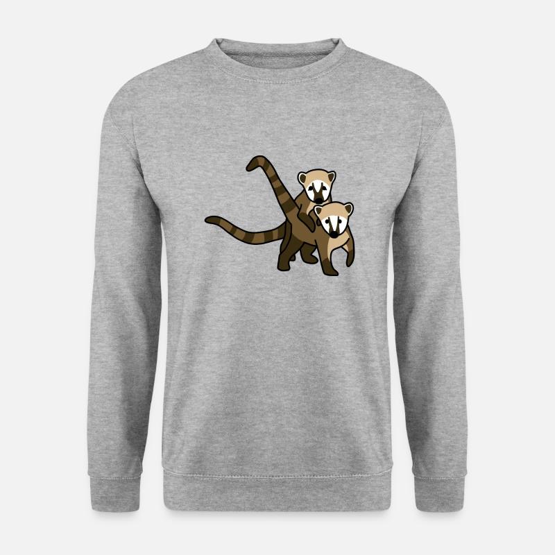 Coati Tier T-Shirt - Unisex Pullover - Weißgrau meliert