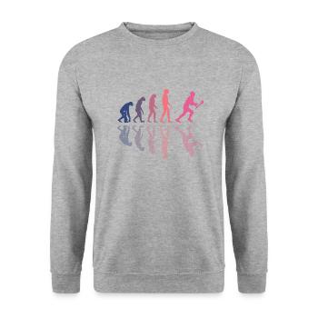 Die Evolution von Hurling - Unisex Pullover - Weißgrau meliert - Vorne - Alina (178cm) & Michal (187cm)