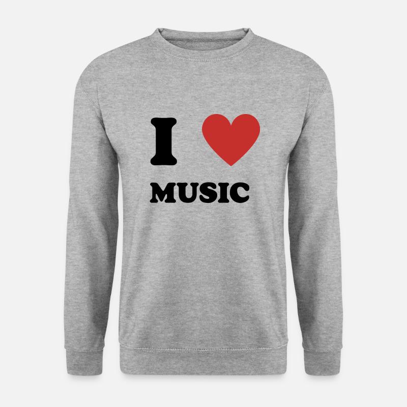 I Love Music - Unisex Pullover - Weißgrau meliert