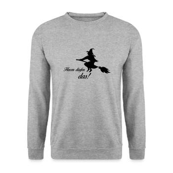 hexen dürfen das - Unisex Pullover - Weißgrau meliert - Vorne - Alina (178cm) & Michal (187cm)