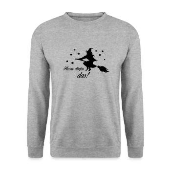 hexen dürfen das - Unisex Pullover - Weißgrau meliert - Vorne - Alina (178cm) & Michal (187cm)