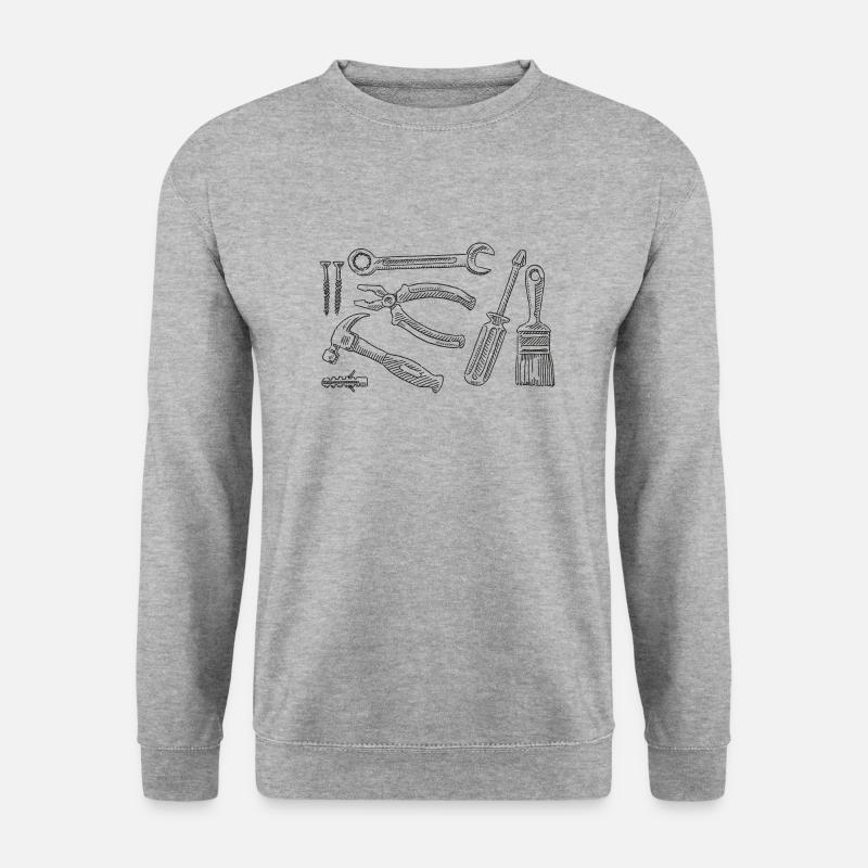 Werkzeug DIY Set Symbole - Unisex Pullover - Weißgrau meliert