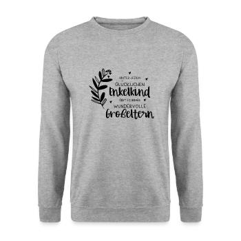 Großeltern Enkelkind - Unisex Pullover - Weißgrau meliert - Vorne - Alina (178cm) & Michal (187cm)