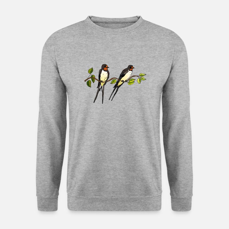 Vögel - Unisex Pullover - Weißgrau meliert