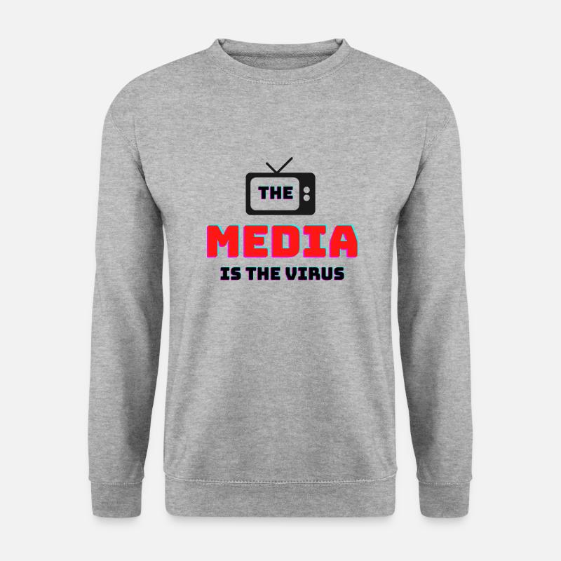 MEDIA IS THE VIRUS - Neues T-Shirt Design - NEU !! - Unisex Pullover - Weißgrau meliert