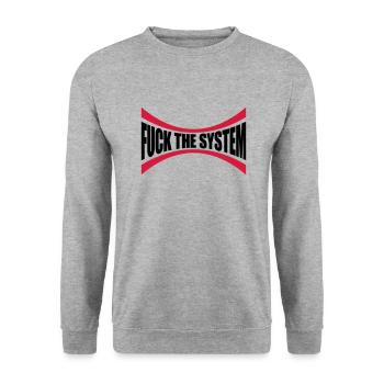 Logo Fuck the system - Unisex Sweatshirt - salt & pepper - Front - Alina (178cm) & Michal (187cm)