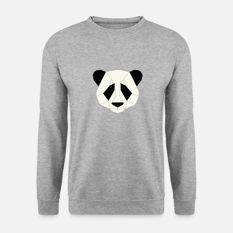 Panda geometrisch - Unisex Pullover - Weißgrau meliert