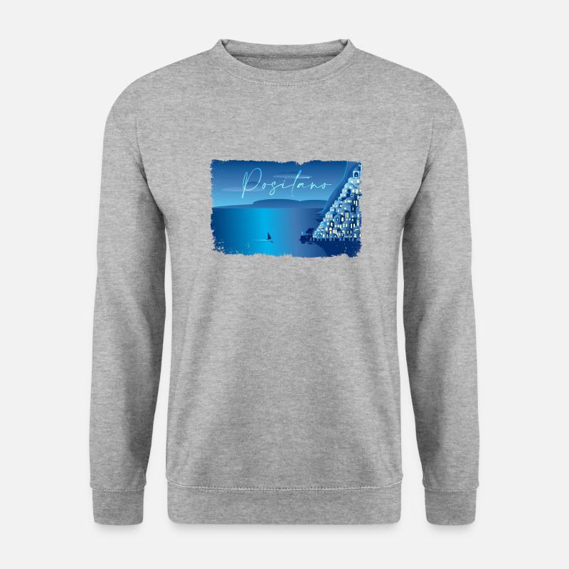Minimale Positano-Nacht - Unisex Pullover - Weißgrau meliert