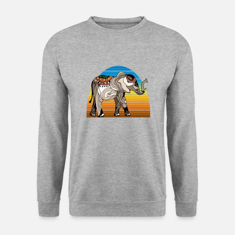 Elefant - Unisex Pullover - Weißgrau meliert