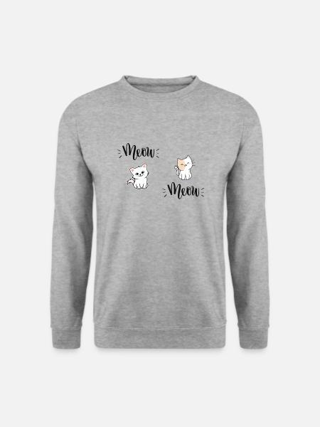 Kätzchen miauen - süß zu bieten - lustiges Geschenk - Unisex Pullover - Weißgrau meliert